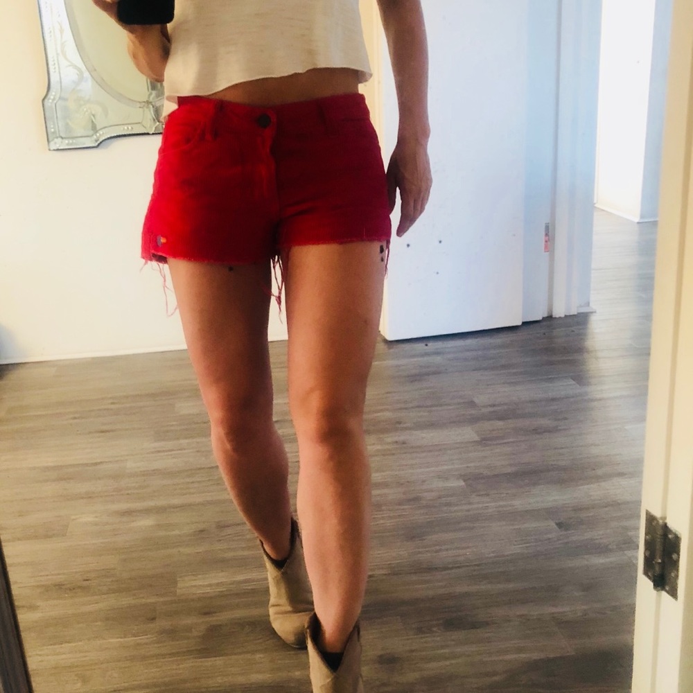 Red Cordaroy Vintage Shorts super cute size S